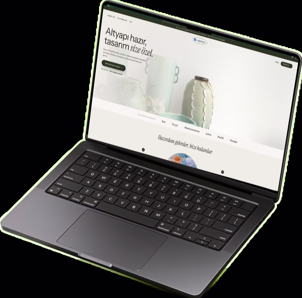 Havada duran dizüstü bilgisayarda Softvisor e-ticaret sitesi: “Altyapı hazır, tasarım size özel.”